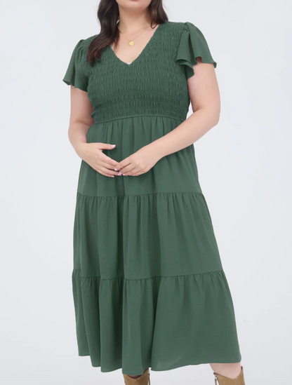 Flutter Sleeve Midi Dress