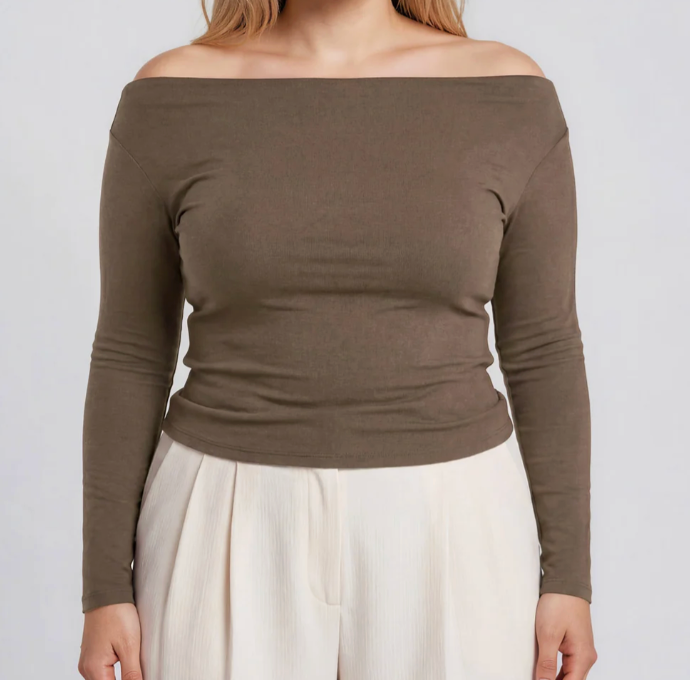 Boat Neck Knit Top