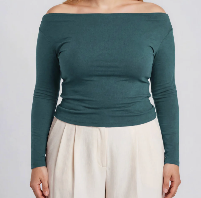 Boat Neck Knit Top