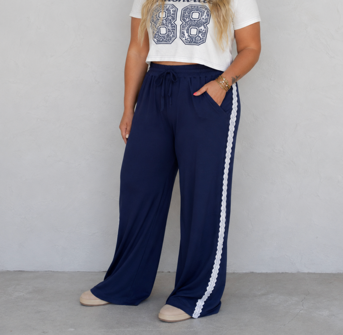 Blue Lace Track Pants