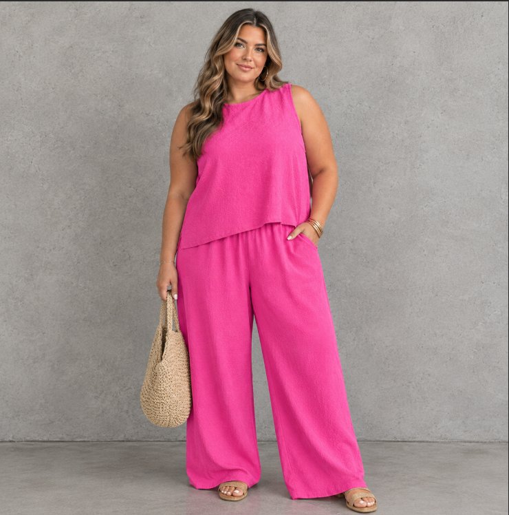 Textured Woven Pants Set