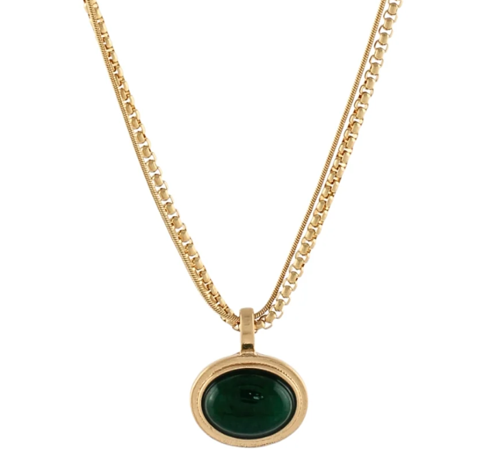 Layered Oval Stone Necklace
