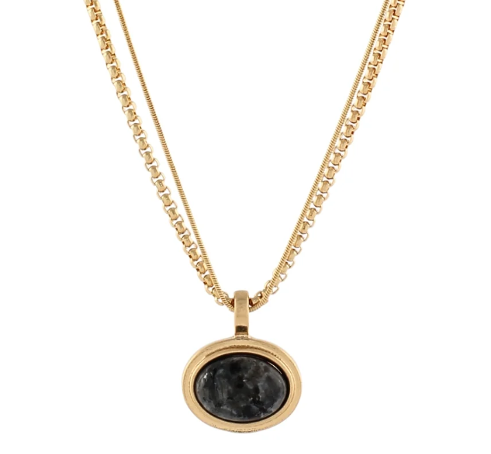 Layered Oval Stone Necklace