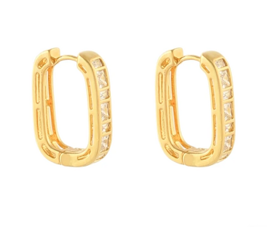 Pave Baguette Hoops