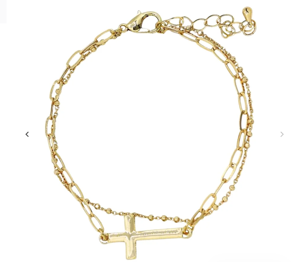 Layered Cross Sideways Bracelet