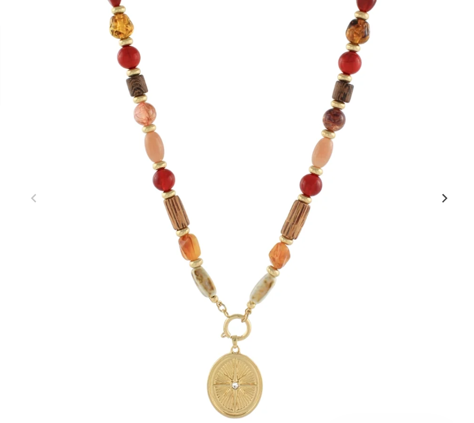Sunburst Pendant Bead Necklace