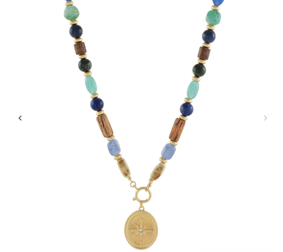 Sunburst Pendant Bead Necklace