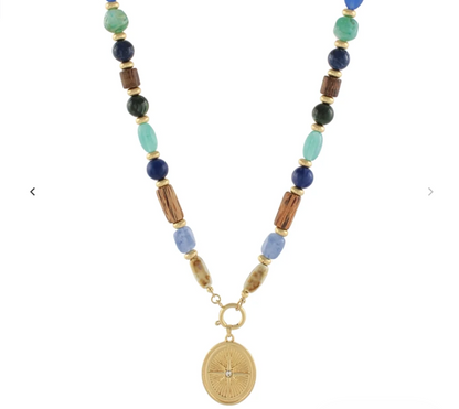 Sunburst Pendant Bead Necklace