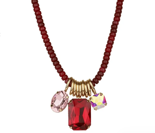 Stone Charm Marble Bead Necklace