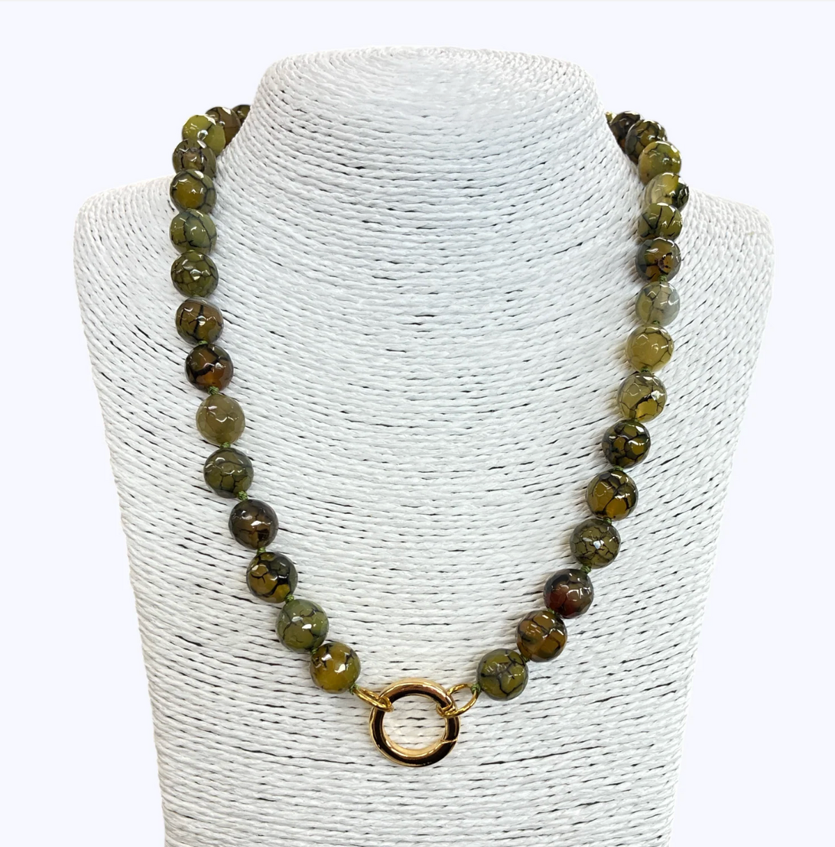 Olive Agate Stone Necklace