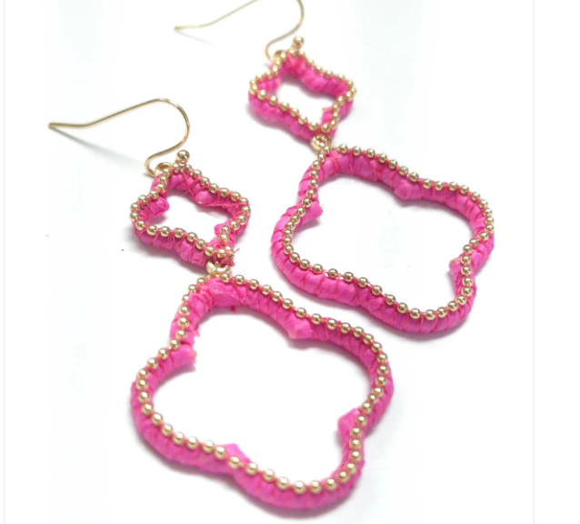 Drop Woven Clover Earrings