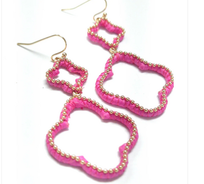 Drop Woven Clover Earrings