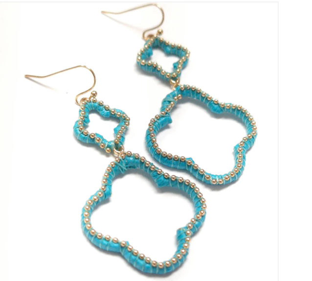 Drop Woven Clover Earrings
