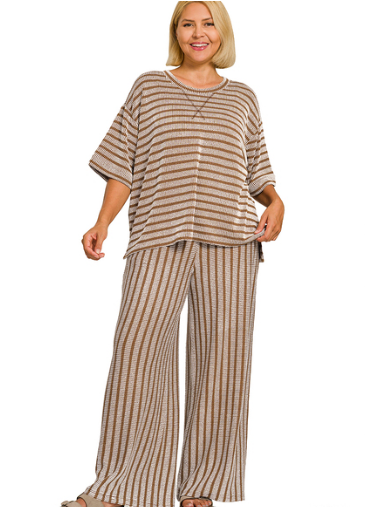Striped Rib Pants Set