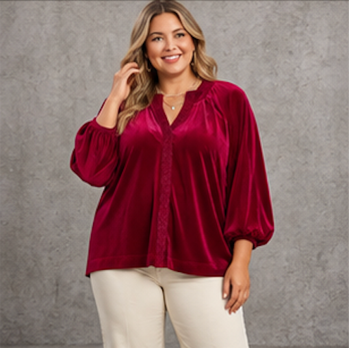 Velvet Smocked Blouse