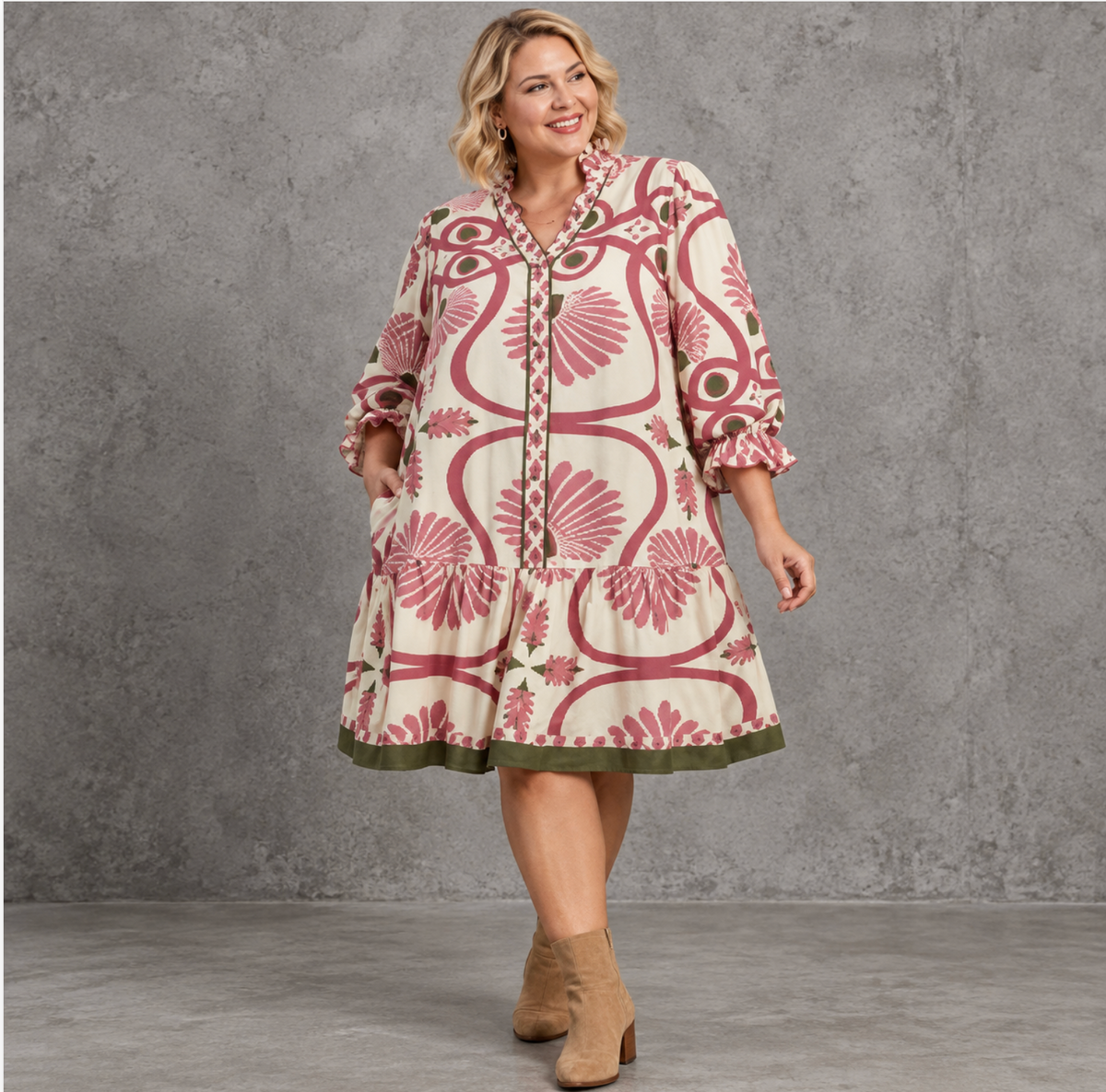 Rose Abstract Babydoll Dress