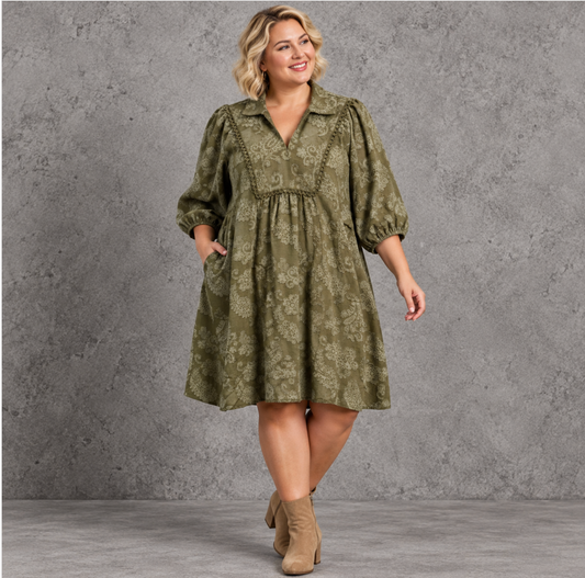 Paisley Puff Sleeve Babydoll Dress