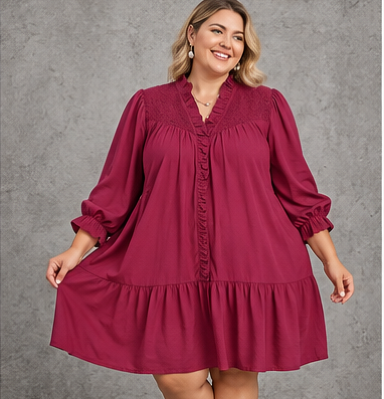 Mulberry Ruffle Mini Dress