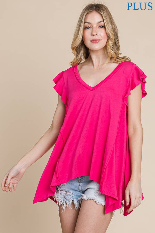 Plunge Uneven Hem Top