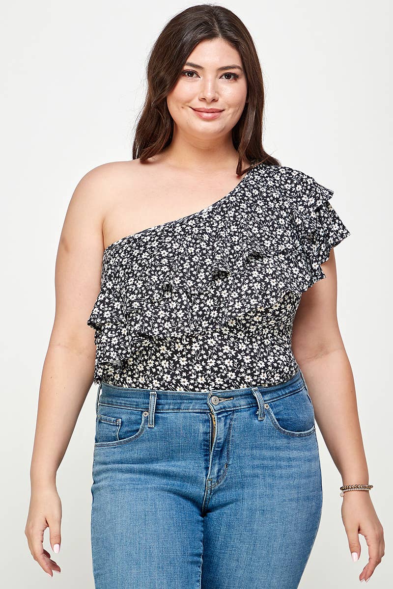 Ditsy Floral One Shoulder Bodysuit