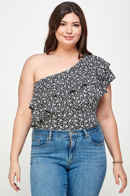 Ditsy Floral One Shoulder Bodysuit