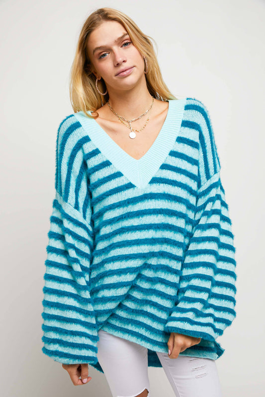 Striped Fuzzy Sweater