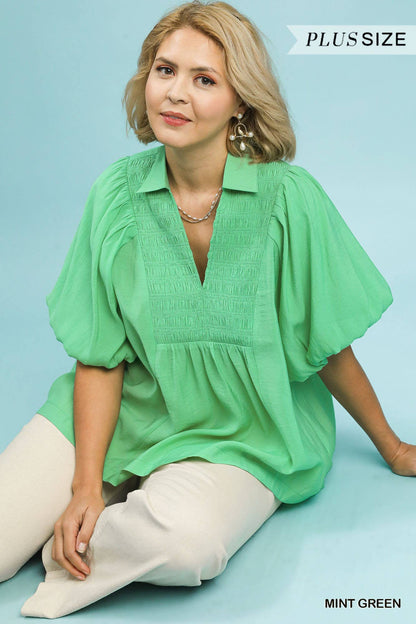 Exaggerated Bubble Sleeve Top