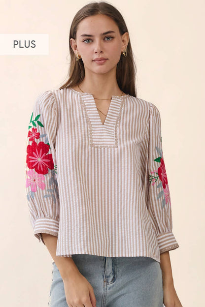Flower Stripe Blouse