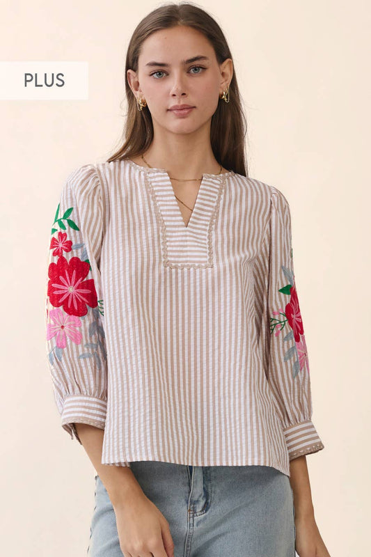 Flower Stripe Blouse
