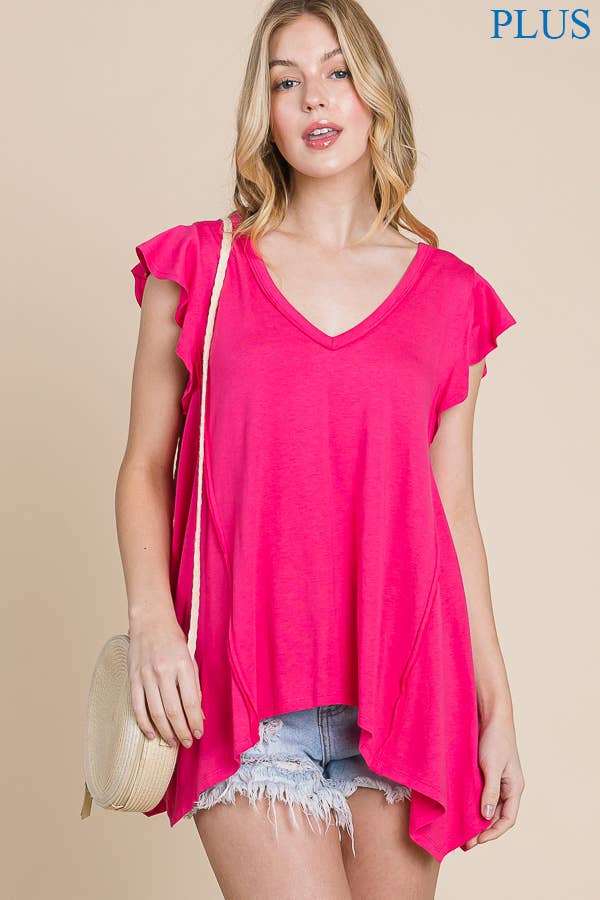 Plunge Uneven Hem Top