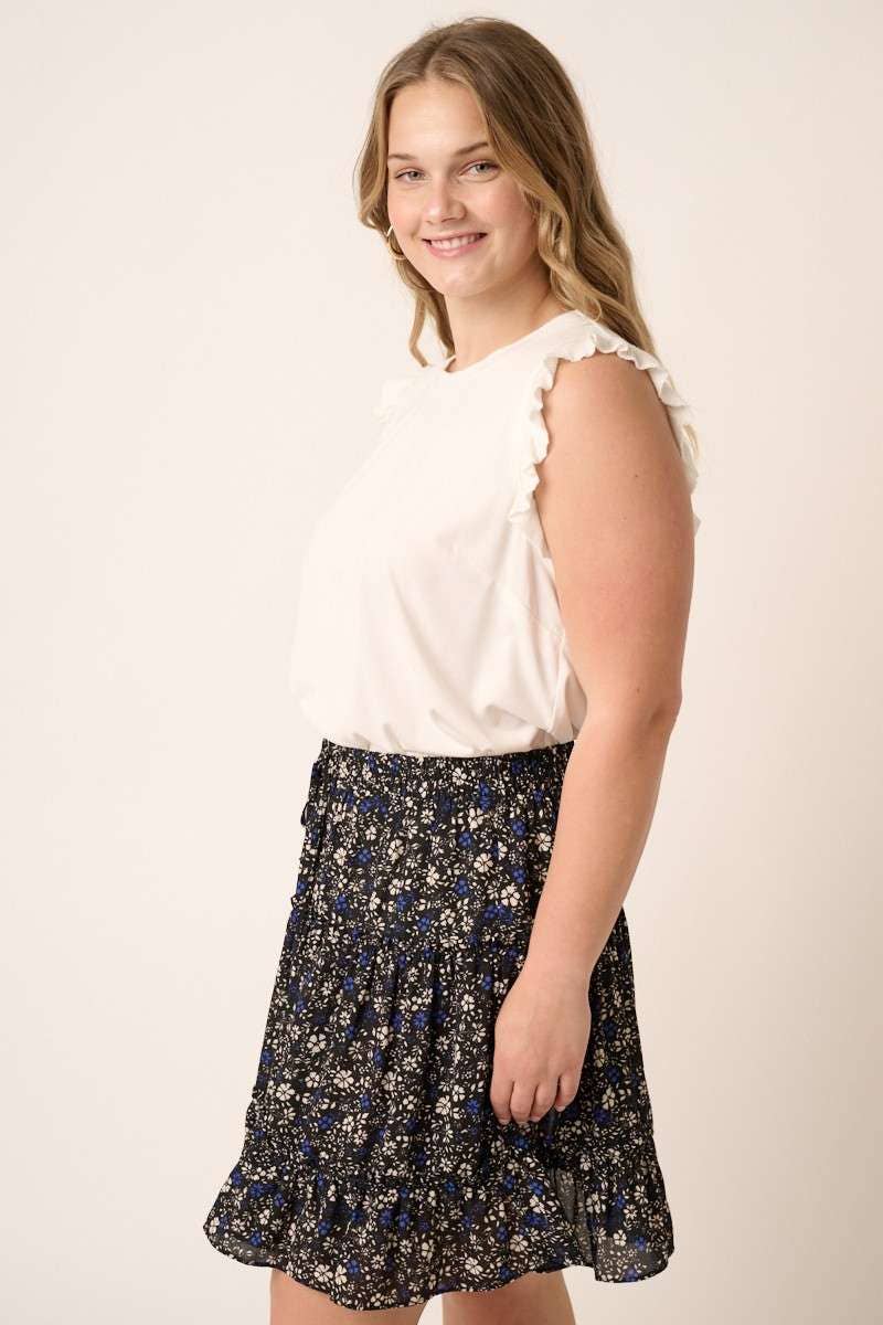 Ruffle Trim Cupro Knit Top