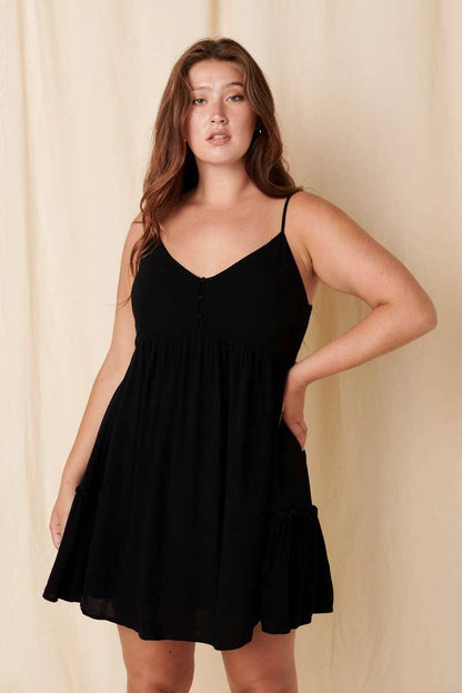 Smocking Detail Mini Dress