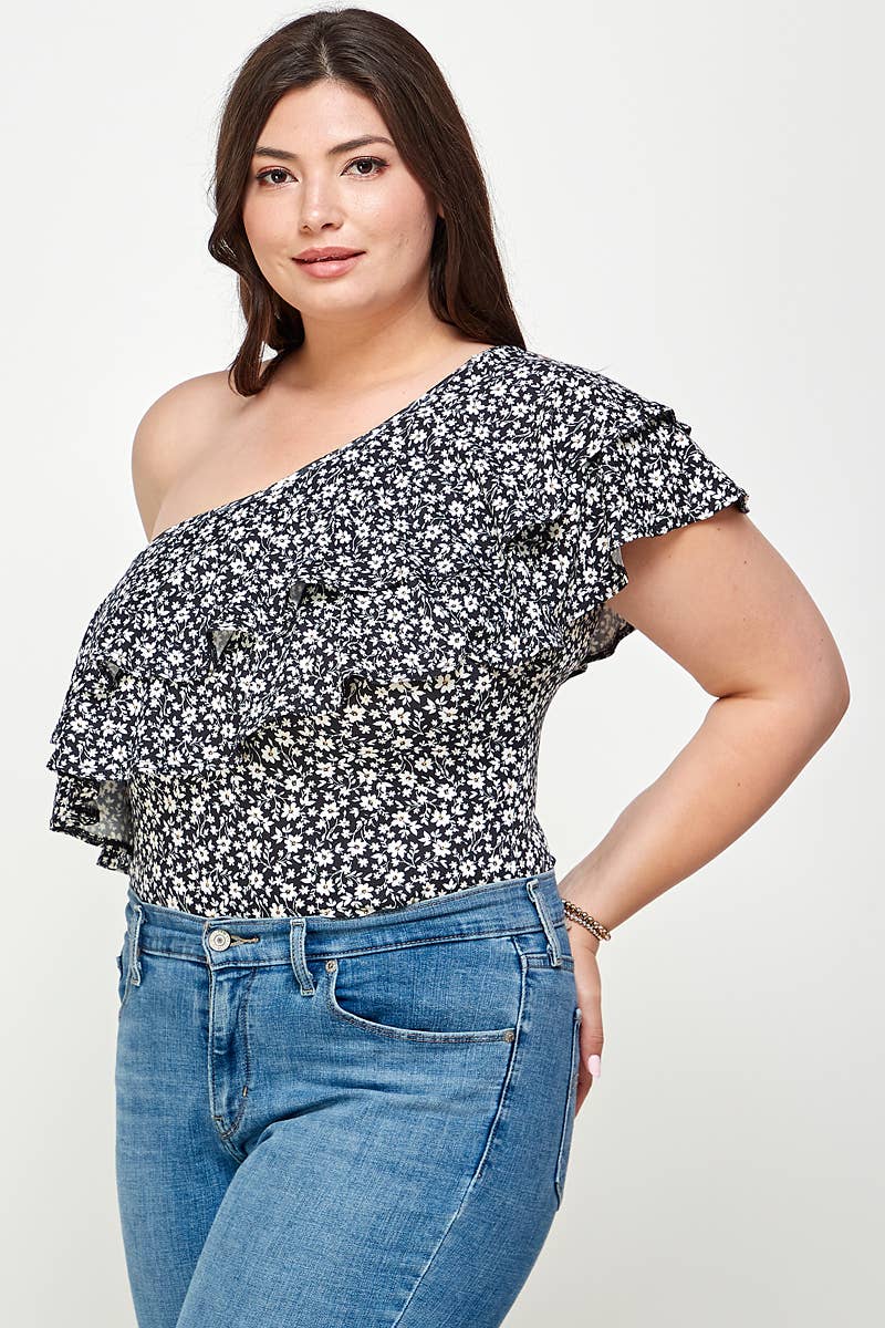 Ditsy Floral One Shoulder Bodysuit