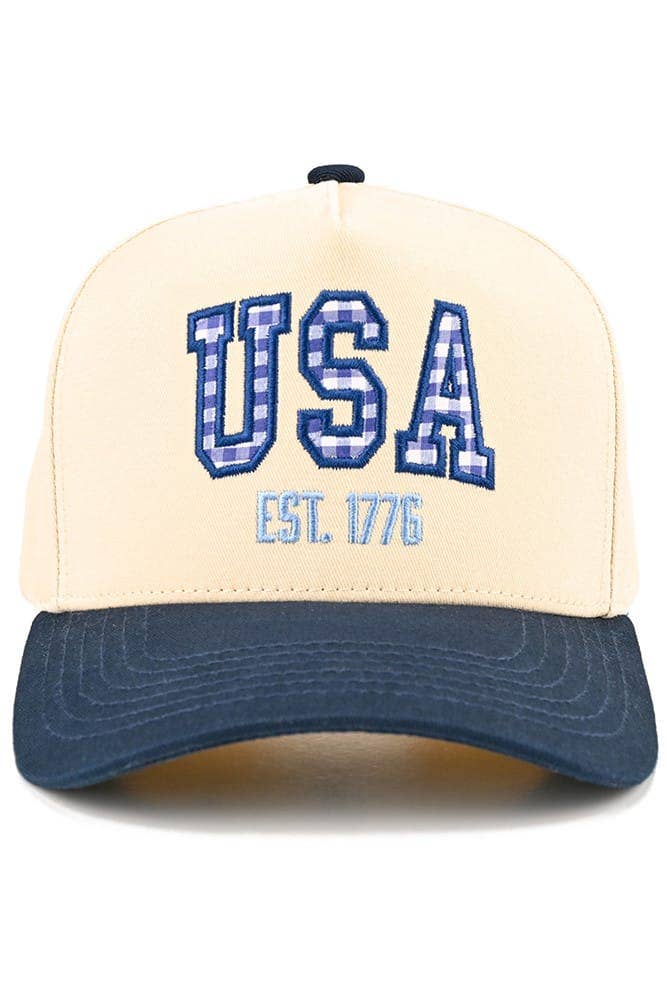 Gingham Check USA Trucker Hat
