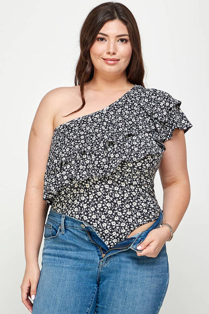 Ditsy Floral One Shoulder Bodysuit