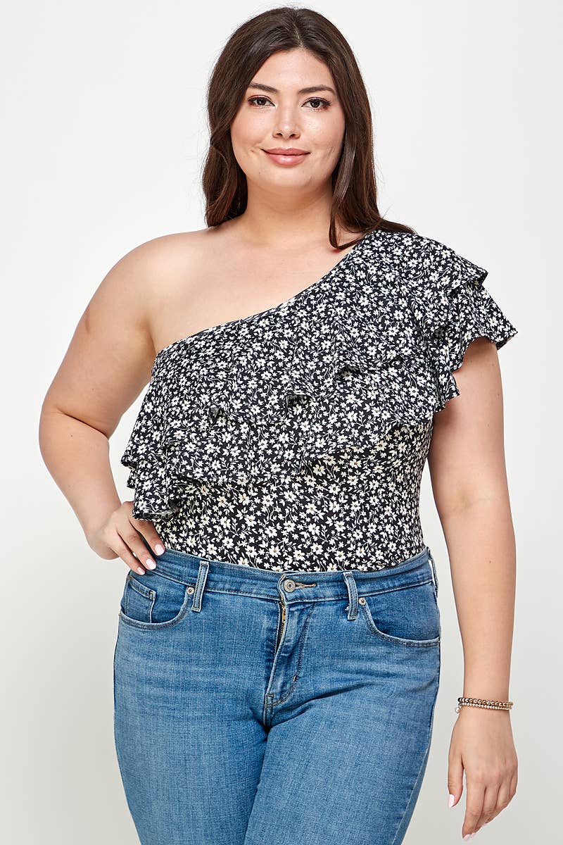 Ditsy Floral One Shoulder Bodysuit