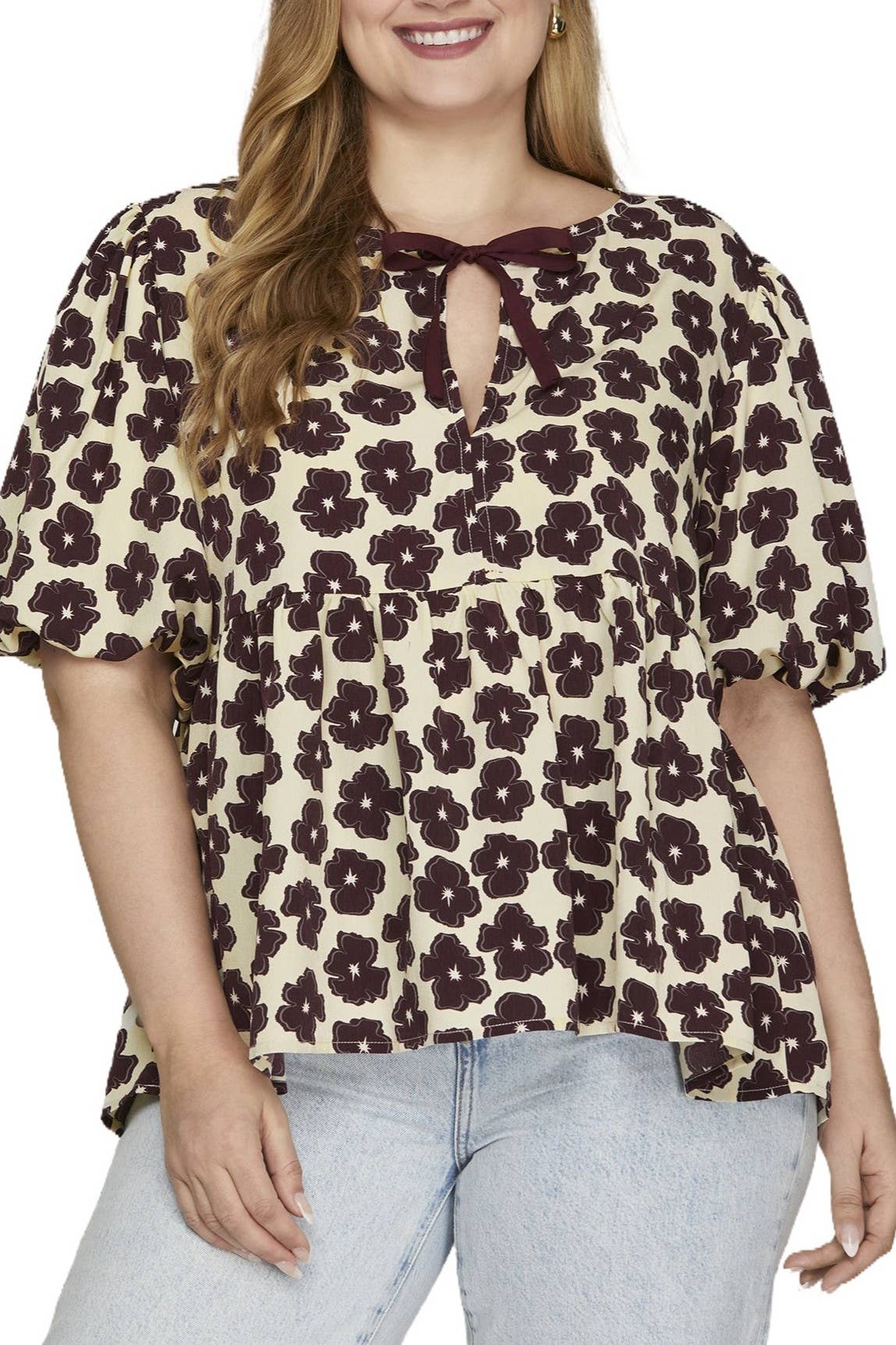 Floral Print Woven Baby Doll Top