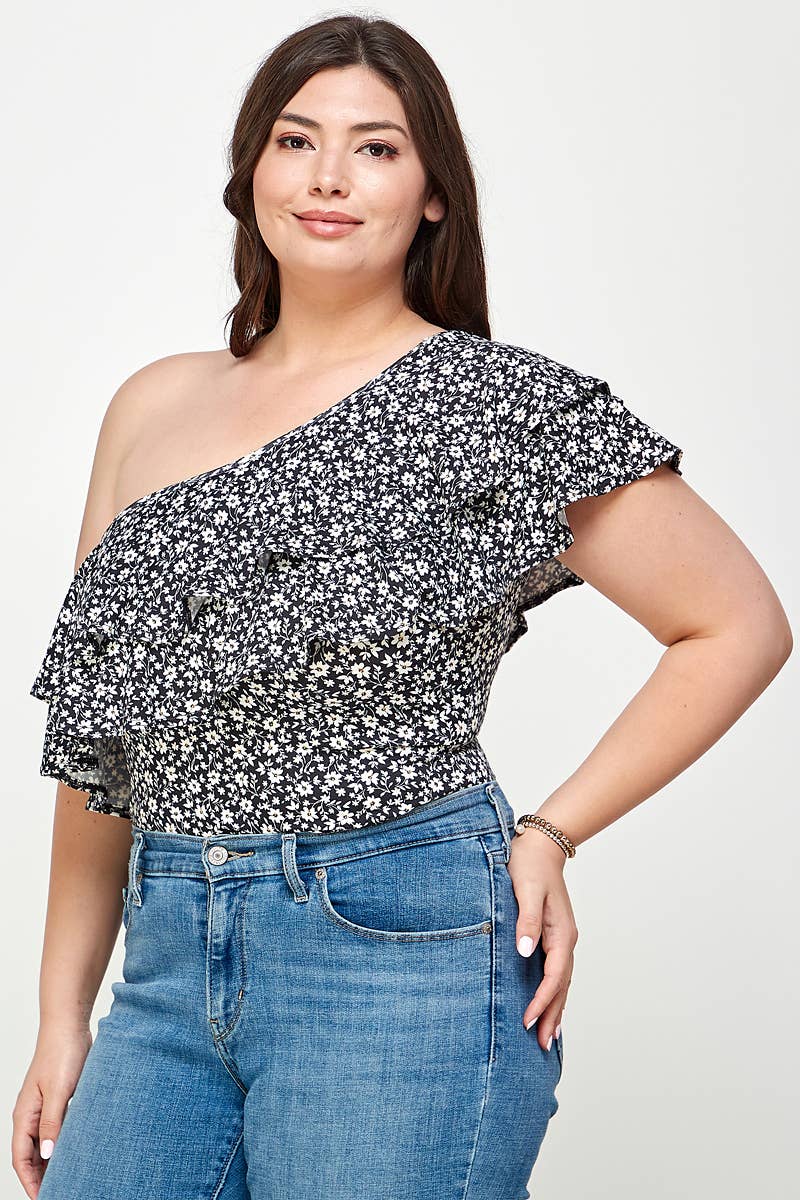 Ditsy Floral One Shoulder Bodysuit