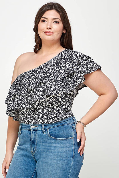 Ditsy Floral One Shoulder Bodysuit