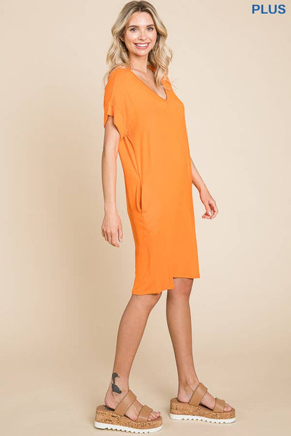 Roll Over Slv T-Shirt Dress
