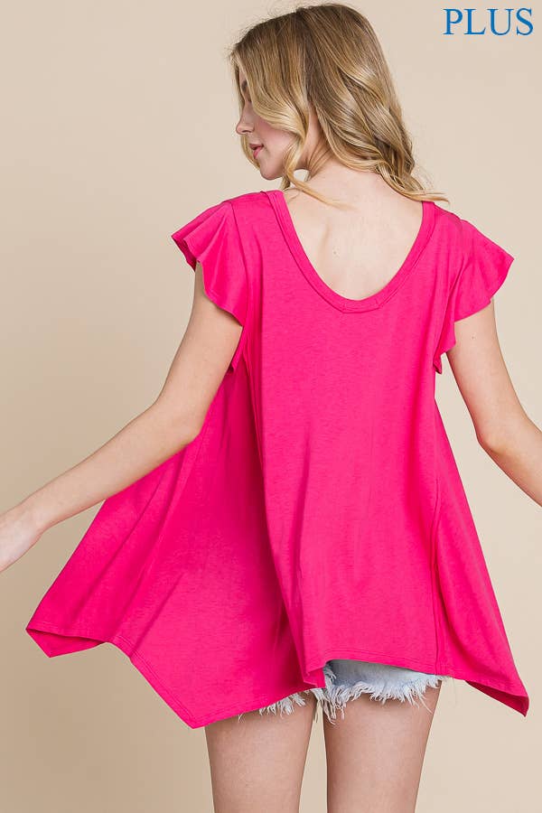 Plunge Uneven Hem Top