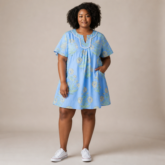 Periwinkle Floral Print Mini Dress